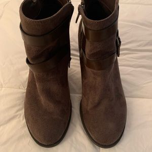 Medium colored brown coach ankle boots...